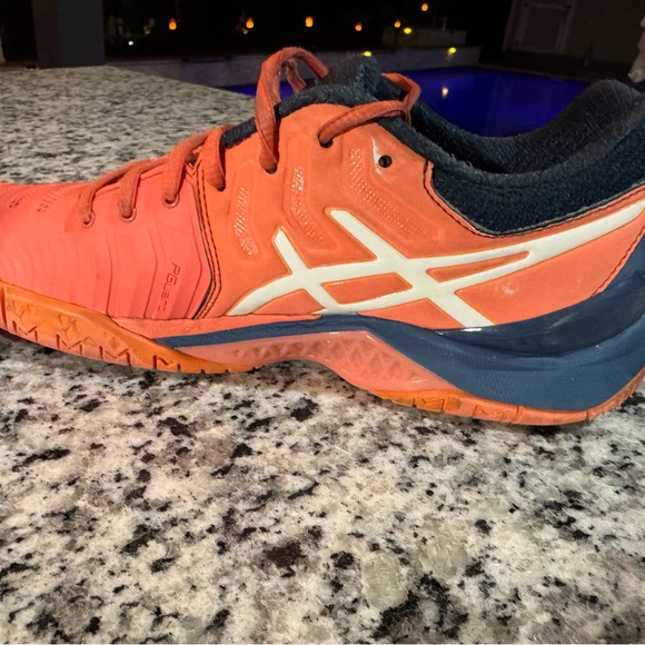 Asics Gel resolution 7 Coral and Deep Blue Sneakers - Picture 3 of 7